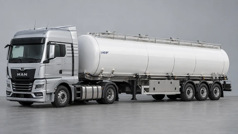 Benzin taşımacılığı için MAN TGX 18.520 çekici ve LAG fuel semi-trailer referanslı tanker; temsili görsel