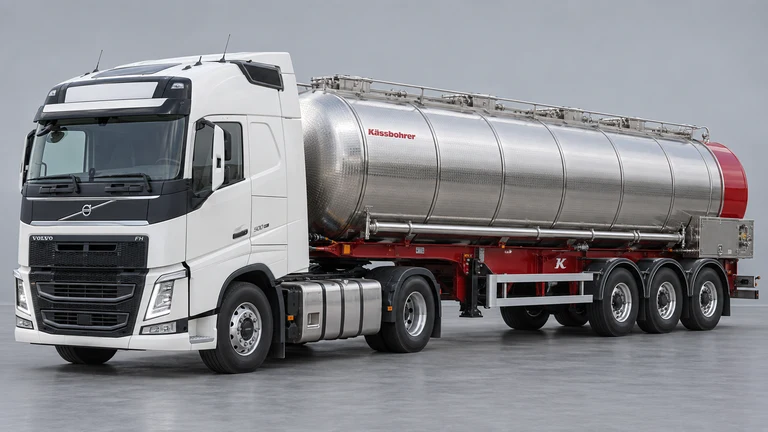 Glikoz / fruktoz şurubu taşımacılığı için Volvo FH 500 çekici ve Kässbohrer K.STL P food tanker referanslı tanker; temsili görsel
